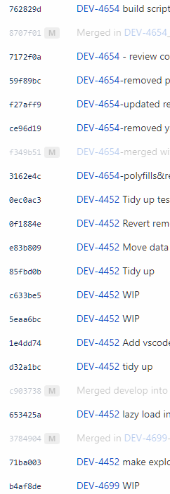 정돈되지 않은 커밋 예